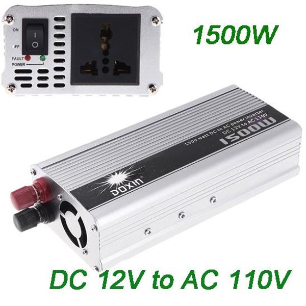 Livraison gratuite 2016 Nouveau 1500W DC 12V à AC 110V Portable Car Power Inverter Chargeur Convertisseur Transformateur pour Voiture Véhicule Camion Bateau