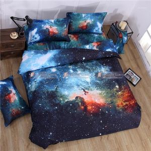 Beddengoed Sets 2021 3D Hipster Galaxy Set Universe Outer Space Themed Print Bed Linnen Dekbedovertrek Flast Bladkussen Case1