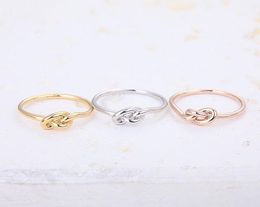 2016 Nieuwe Collectie Hot Min 1pc-Gold, Silver, Rose Gold Infinity Knot Ring, Heart Knot Ringen voor Dames EY-R022