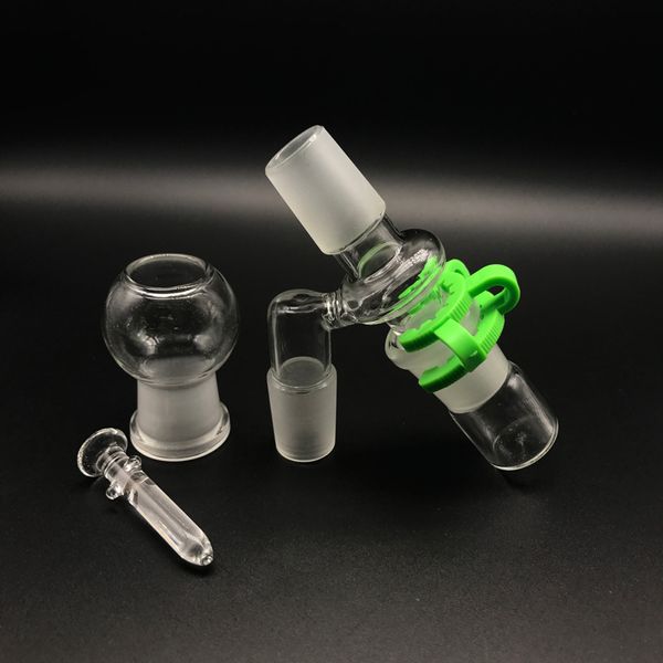 2016 nouvelle arrivée isqueiro récupérer cendrier 14.4mm 18.8mm mâle femelle 45/90 degrés adaptateur en verre avec clips keck pour bangs plate-forme pétrolière