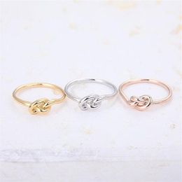 2016 Nieuwe aankomst Min 1pc-Gold Silver Rose Gold Infinity Knoop Ring Hart Knoopringen voor vrouwen EY-R022249Q