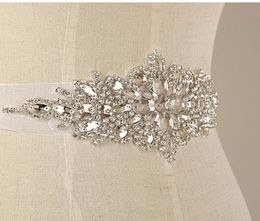 2016 Nieuwe Collectie Organza Lint Handgemaakte Kristallen Strass Bruids Riem Trouwjurk Sash Real Pos5332009