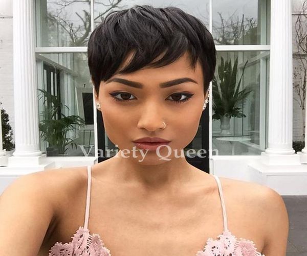 2016 nouvelle arrivée courte Pixie Cut cheveux humains dentelle perruques sans colle dentelle avant cheveux brésiliens perruques de cheveux pour afro-américains4534976