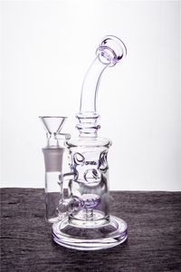 Pipas de agua hechas a mano Purple Fab Egg Glass Bong Heady Bubbler Faberge Egg Water Pipe Pequeño cuello doblado Reciclador Oil Rig Dabs