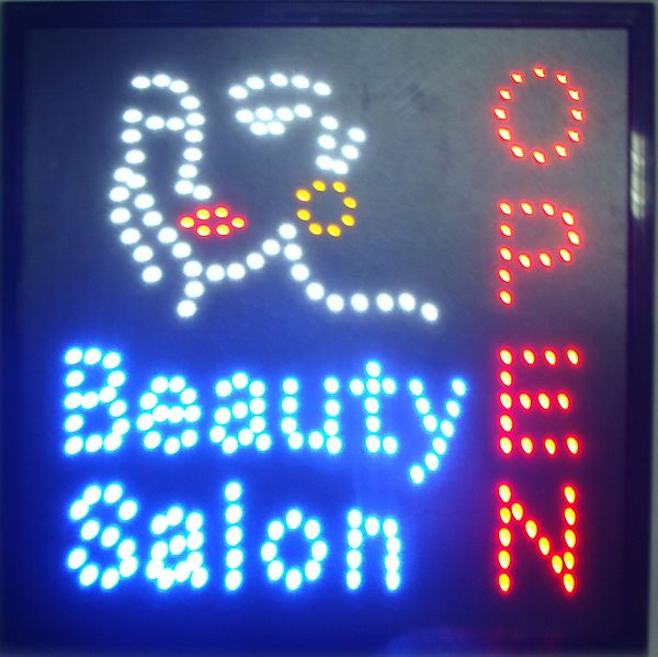 Grand salon de beauté LED magasin Open Sign 19x19 