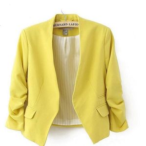 Nieuwe herfst korte jassen snoep kleur vrouwen uitloper lente slanke korte ontwerp pak jas s/m/l/xl gratis verzending