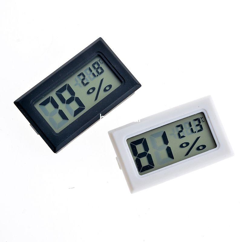 FY-11 Mini-Digital-LCD-Umgebungsthermometer, Hygrometer, Luftfeuchtigkeits- und Temperaturmessgerät für den Innenbereich, praktischer Temperatursensor, Kühlschrank, Eisbox, Schwarz, Weiß