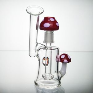 Dab Rig Glass Bong 5 '' Conduites d'eau 14,5 mm Joint Champignon rouge avec dôme en verre Bang mmushroom rouge