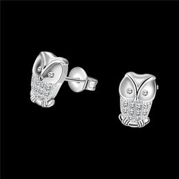 New Design Real 18K geplatineerd CZ diamanten uil oorbellen Mode-sieraden Partij Kerstcadeaus voor meisjes gratis verzending