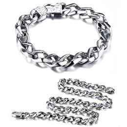 2016 nouveau exagéré en acier inoxydable haute poli chaînes torsadées collier Bracelet 2 pièces ensemble de bijoux hommes Punk bracelet mode Joyas