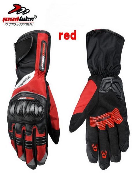 2016 Nouveau MADBIKE doigt complet gants de moto hiver chaud en cuir bâches imperméables en fibre de carbone moto gant de course hommes et wo2718809