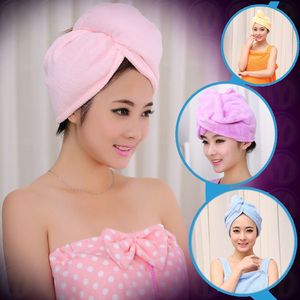 Nieuwe microfiber badhanddoek spa strand snel droog haar magie droog tulband wikkel handdoek hoed dop 60*25 cm 10color wx-t01