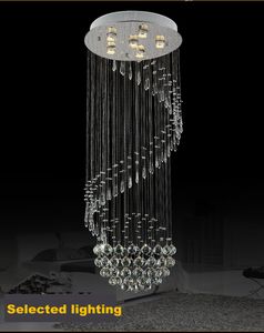 Crystal kroonluchter moderne spectaculaire led spiraal bol regendruppel K9 plafondlamp armatuur voor woonkamer hotel hallway foyer toegangswaarde