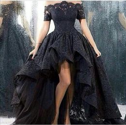 2016 NIEUWE SEXY Black Lace Evening Jurken Ball Gown Floorlength Off the Schouder Vestidos Longo Celebrity Prom Jurns WD1707735932