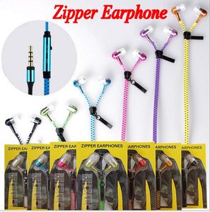 2016 New Zipper in-ear 3.5mm écouteur avec micro bourgeons métalliques casque à fermeture éclair pour MP3 iphone Samsung HTC et boîte de vente au détail