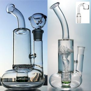 Les plus récents nargues épais rond du fond des tuyaux d'eau en verre vert pomme de douche verte perc recycler gréement de bangs de fumage des brochets 18 mm avec bol