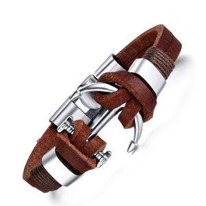 2016 Nieuwste Lederen Strips Legering Vintage Armband Boot Anchor Gesp Charm Bangle Mannen Sieraden Trendy Sieraden