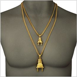 2016 Date Bijoux En Métal 18K Goldon Plaqué Plug Pendentifs Twist Chaîne Collier Hipsters Hip Hop Bijoux Hommes Femmes Amoureux Bijoux Couple Joyas