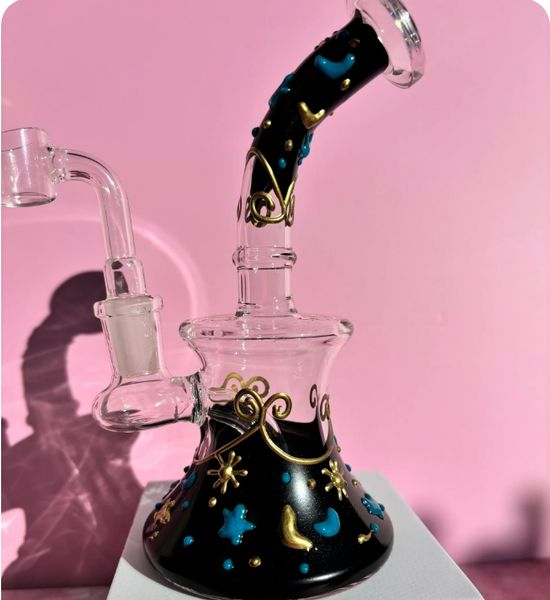 Lueur dans le bécher sombre Bong plates-formes pétrolières narguilés conduites d'eau accessoires pour fumer bongs d'eau en verre Shisha avec joint de 14mm