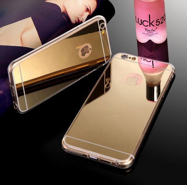 Estuche de espejo suave plateado Estuches de TPU transparentes ultrafinos Estuche de oro rosa champán para iPhone 4 5 6 6s más samsung s5 s6 s7 edge note 5 4