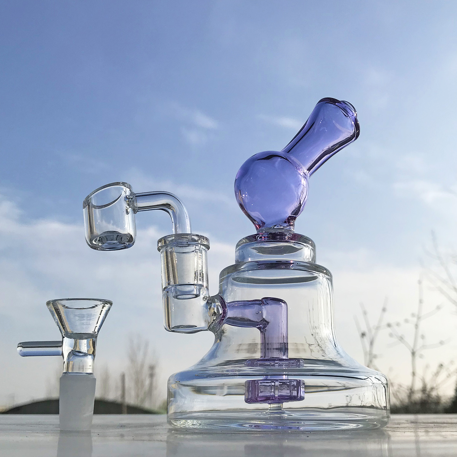 Royal Glass 6,5 '' Pipe à eau Narguilés Bubbler avec bol Dab Rig Bongs