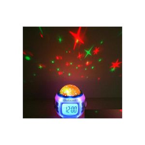2016 Night Lights Colorf Music Starry Star Sky Projection Projector met alarmklokkalender thermometer cadeau kerstdruppel levering li dhgb8