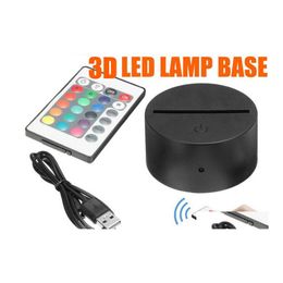 2016 Veilleuses RVB Base de lampe à LED pour illusion 3D Panneau lumineux en acrylique de 4 mm Batterie Aa ou DC 5 V USB Nuits DHS Drop Livraison Éclairage Indo Dhczq