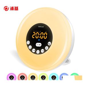 2016 Nouveauté Éclairage Stillcool Réveil Wake Up Light Sunrise Sunset Simation Table Lampe De Chevet Protection Des Yeux Avec Radio Fm Nature Dhb9I