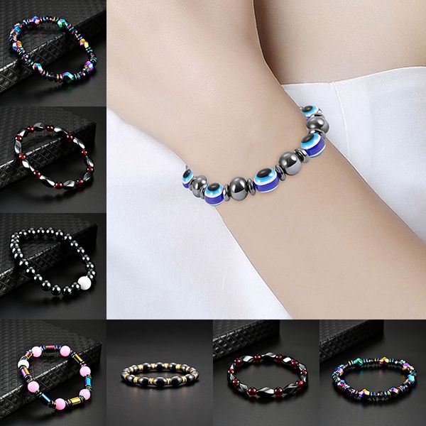 Bracelet à brins de perles en hématite magnétique noir arc-en-ciel, perles de puissance, Bracelets sains, bijoux à la mode Will et Sandy