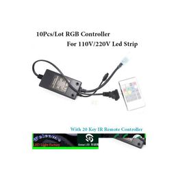 2016 RGB -controllers Practical 20Key Infrarood Hoogspanning IR Remote Controller voor 220V / 110V 3528/5050 LED Strip Lichte druppel Levering L Dhoru