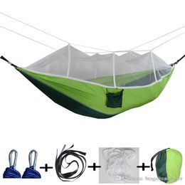 12 couleurs 260*140 cm hamac avec moustiquaire extérieur Parachute hamac champ Camping tente jardin Camping balançoire lit suspendu