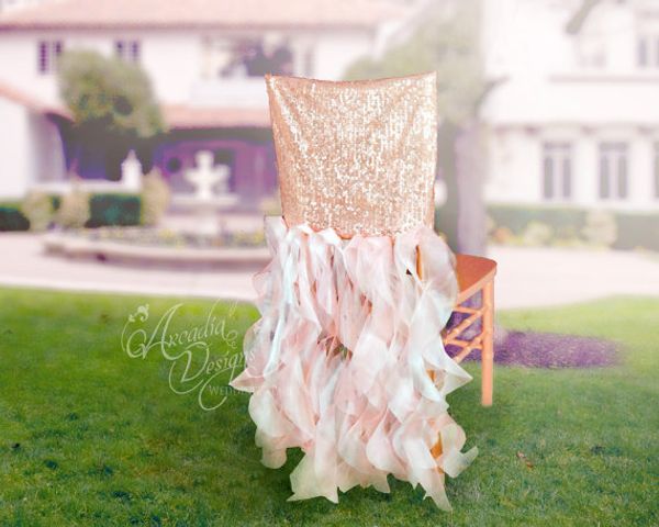 2016 Lentejuelas Ruffles Silla de boda Fajas Vintage Romántica Organza Fundas para sillas Suministros florales para bodas Accesorios de boda lujosos 02