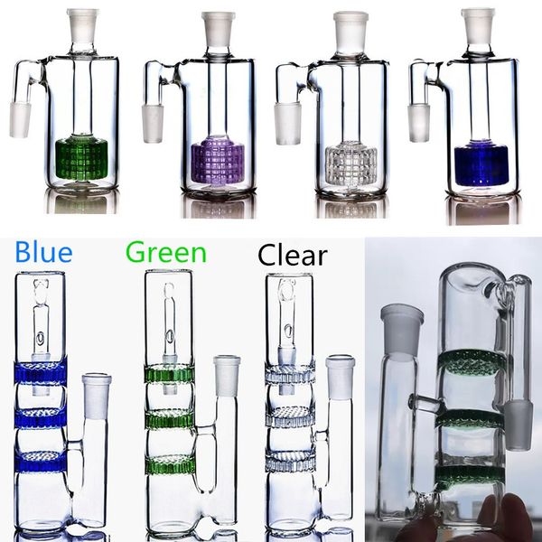 Blue Matrix Perc Ashcatchers para Hookah Bongs Purple Honeycomb Showerhead Tubos de vidrio Reciclador Agua Dab Rigs Ice Catcher Accesorios para fumar