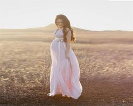 2016 Eenvoudige Chiffon Vneck Avondjurken Voor Zwangere Vrouwen Mouwloze Trajes Largos Moederschap Lange Prom Dress Party Formele Gown3318467