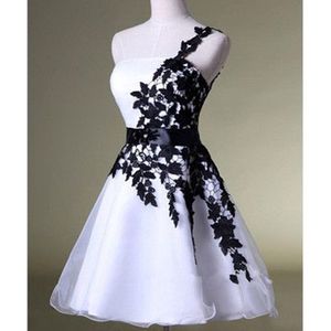 2021 voorraad wit zwart appliques organza korte homecoming jurken met kralen kristal lace up prom afstuderen cocktail party toga qc192