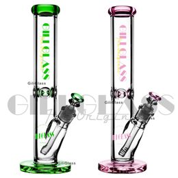 13.5 inches Glazen beker bong 7mm Waterleidingen kleurrijke dab rig booreiland bedwelmende Roken waterpijpen pijp dikke Rechte Buis Type Waterpijp