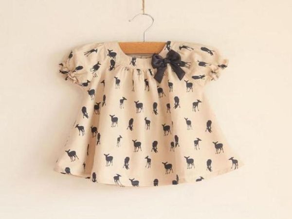 2016 Summer Baby Dress Marque Enfants Vêtements FAWN BOWKNOT Baby Shirts Jirts Girls Tshirts Kids Topwear7594609