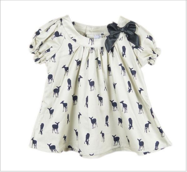 2016 Été Nouveau filles de cerf FAWT MOTRIE CHIRT bébé fille à manches courtes à manches courtes tops enfants vêtements mignons filles bowknot tshirt mode 6535462