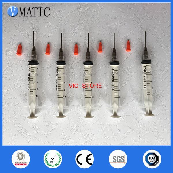 Vmatic Plastic Liquid Distributeur Solder Coller Seringue de colle adhésif 5pcs 1 '' 16g Distributeur d'aiguilles + 5pcs Seringues avec capuchon / bouchon