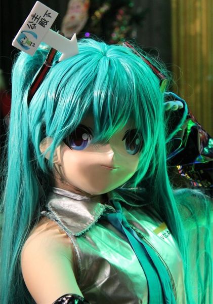 2016 Único Hecho A Mano KIG Látex Cara Femenina Anime Japonés Máscara Cosplay Kigurumi DOLL Crossdresser Puede Color Personalizado de Cabello / Ojos