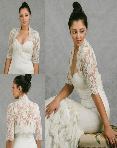 2016 Vintage Wraps De Mariée Demi Manches Manteau De Mariée Vestes En Dentelle Capes De Mariage Wraps Boléro Veste Robe De Mariée Wraps Plus Size8043686846