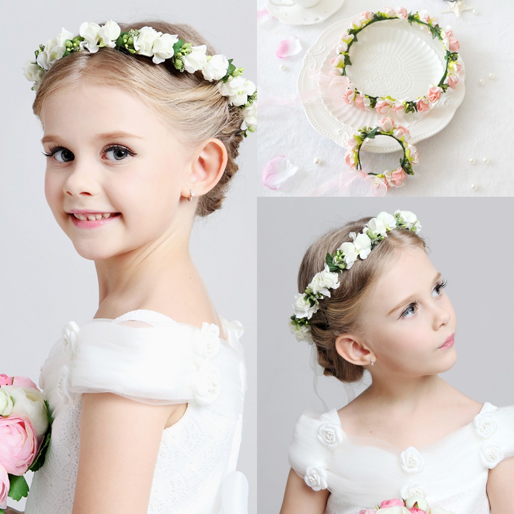 2016 casamento nupcial menina cabeça flor coroa bandana rosa branco rattan guirlanda hawaii flor uma peça headpieces cabelo accessor217w