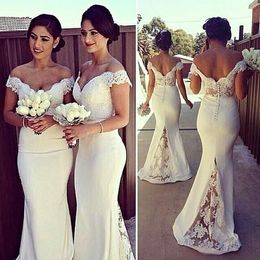 Off Shoulder Mermaid Lace Avond Party Jurken Lange Bruidsmeisjes Jurken Formele Partij Avondjurken Prom Jurken Sexy Backless Vestido Longo