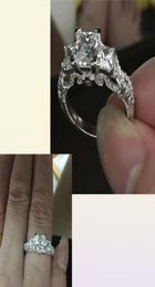2016 Femmes vintage Anneau à la main à la main Threstone 2CT Diamond 925 STERLING SILP ENGACTION BAGNE DE MEADURE POUR FEMMES8949512