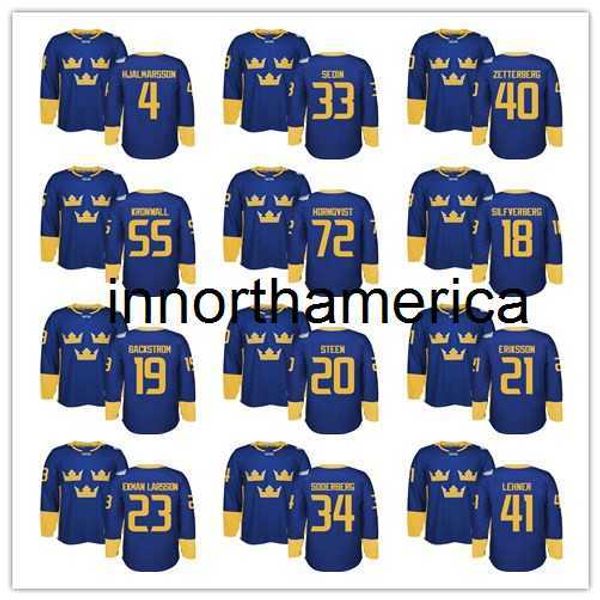 2016 Copa Mundial de Suecia de Jerseys de hockey de WCH 34 Carl Soderberg 92 Gabriel Landeskog 19 Backstrom 65 Erik Karlsson 20 Steen 30 Lundqvist