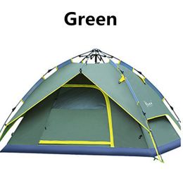 2016Hydraulique Automatique Tente Camping Abris Imperméable Ensoleillé Tente Rapide Ouverture Automatique Double Pont De Protection Extérieur Tentes 3-4 Personne