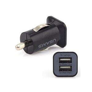 Nave rápida 100pcs USAMS 3.1A Dual USB Car 2 Port Charger 5V 3100mah Adaptador de cargadores de coche de enchufe doble para HTC