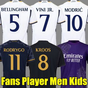 S-4XL Bellingham Vini Jr Soccer Jerseys 23 24 Rodrygo Real Madrids Camavinga Football Shirt 2024 Arda Guler Modric Fourth 4th Fans Player Versie Men Kids Women Kit