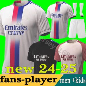 24 25 Maillot de Foot Dembele Soccer Jerseys Lyonnais Caqueret Ol Aouar Barcola Castello Jr Fans Jouer Football Shirts Man Lyon Kids Kits 2024 2025 Traore Sarr