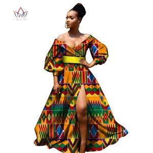 Vestidos africanos bazin para mujer, vestidos africanos de manga tres cuartos para mujer, ropa africana, tela dashiki de cera WY2255